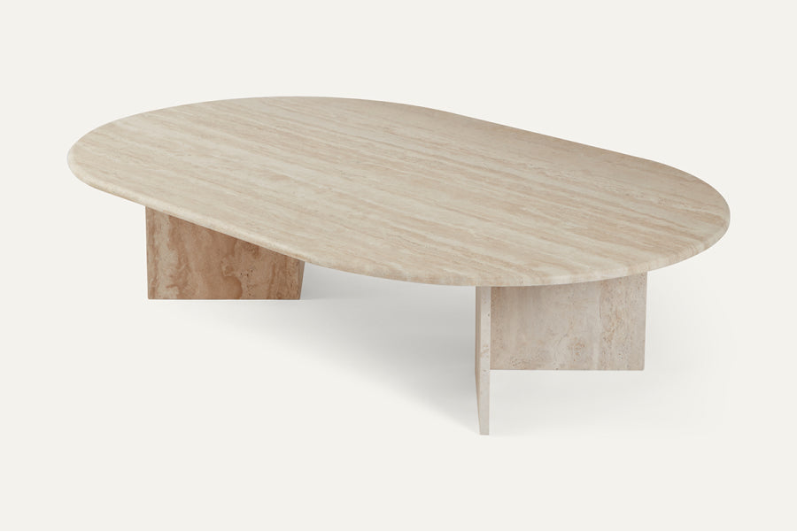 Modern travertine sales coffee table