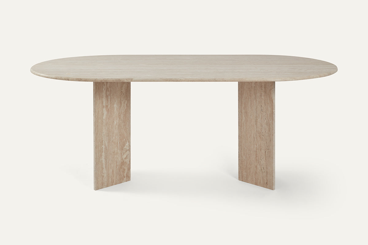 ELLIPSE 240 Dining Table in Filled & Honed Romano Travertine