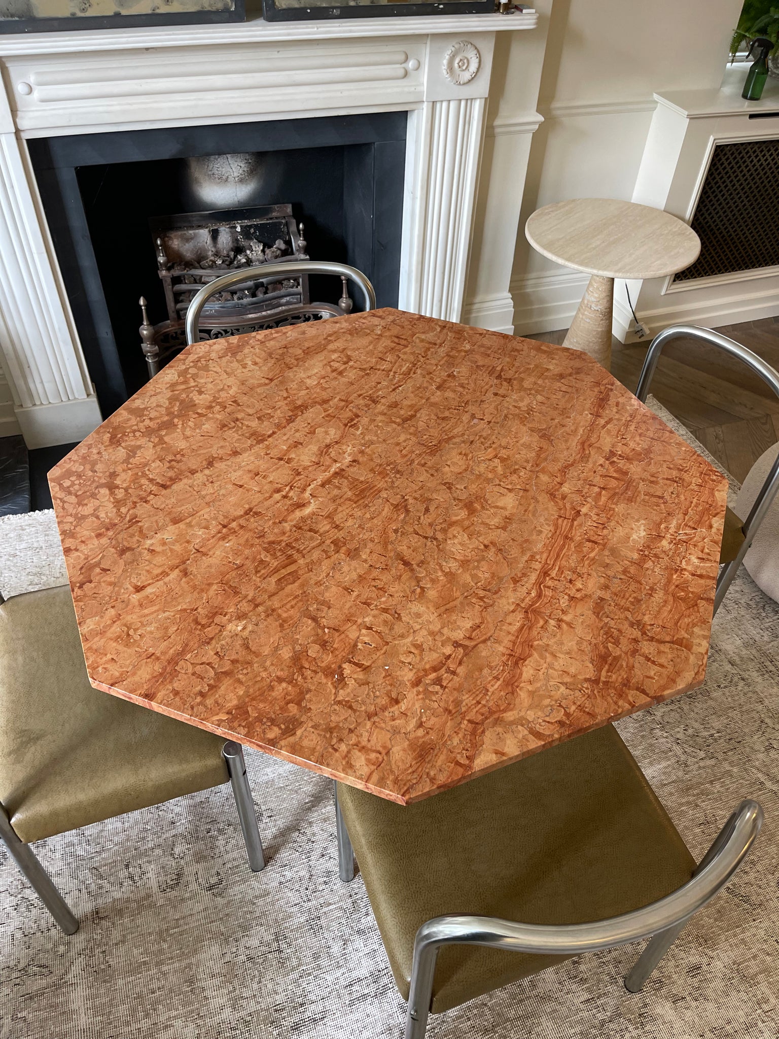 1970s Vintage Rosso Verona Marble Dining Table