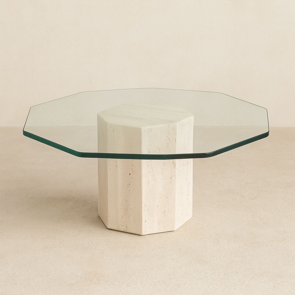 Bespoke Glass & Travertine - Coffee Table - AW25 Archive Sale