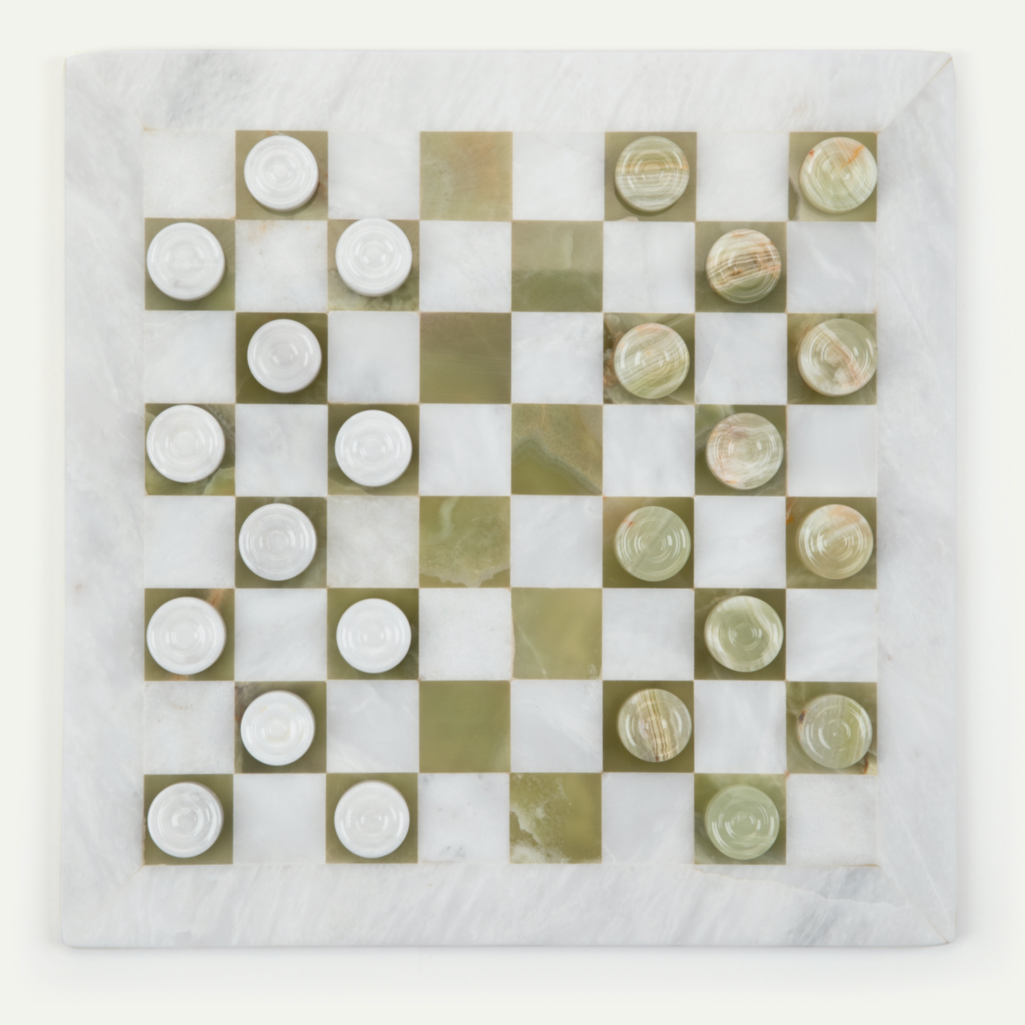 Shown here with Green Onyx & White Marble Chess Board