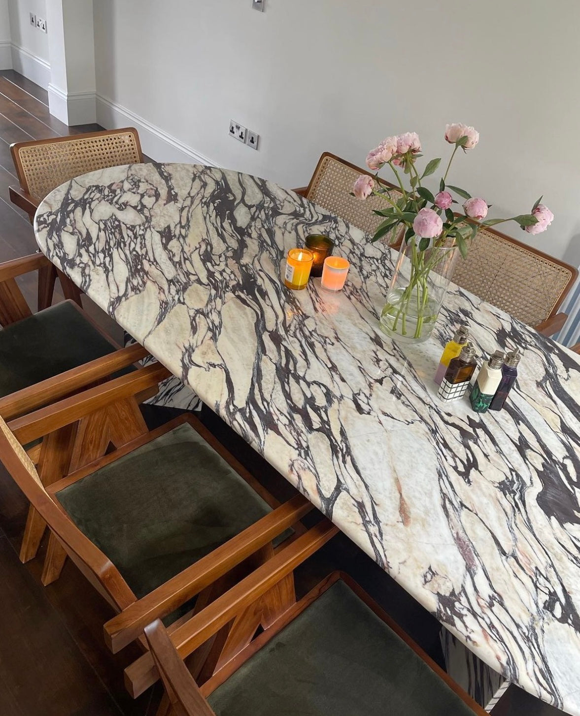 ELLIPSE 240 Table in Polished Calacatta Viola Marble for Harriet Westmoreland