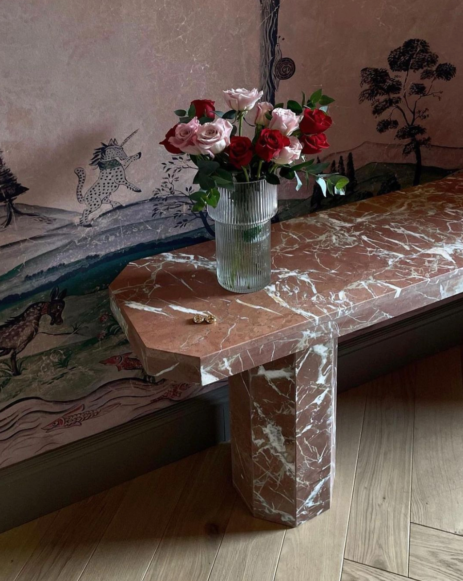 OCTAVIA Console Table in Polished Rojo Alicante Marble 