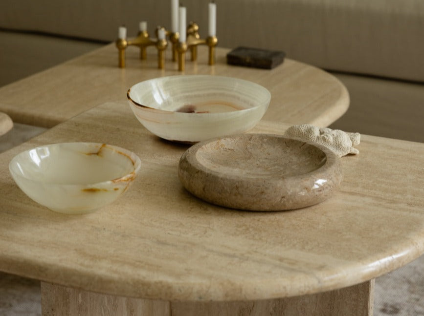 PLUTO Fossil Stone Catchall with our STELLAR Onyx Bowls