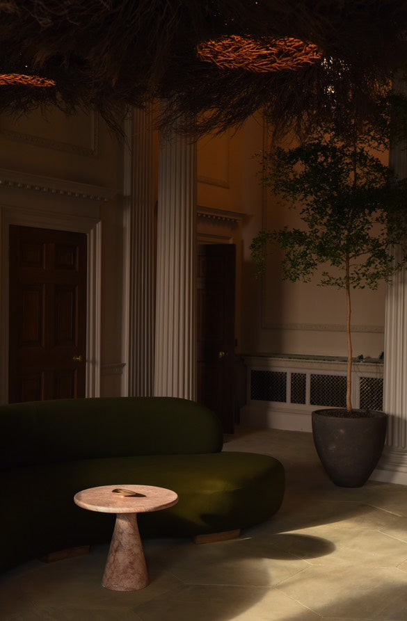 ORION Low Side Table in Pink Travertine