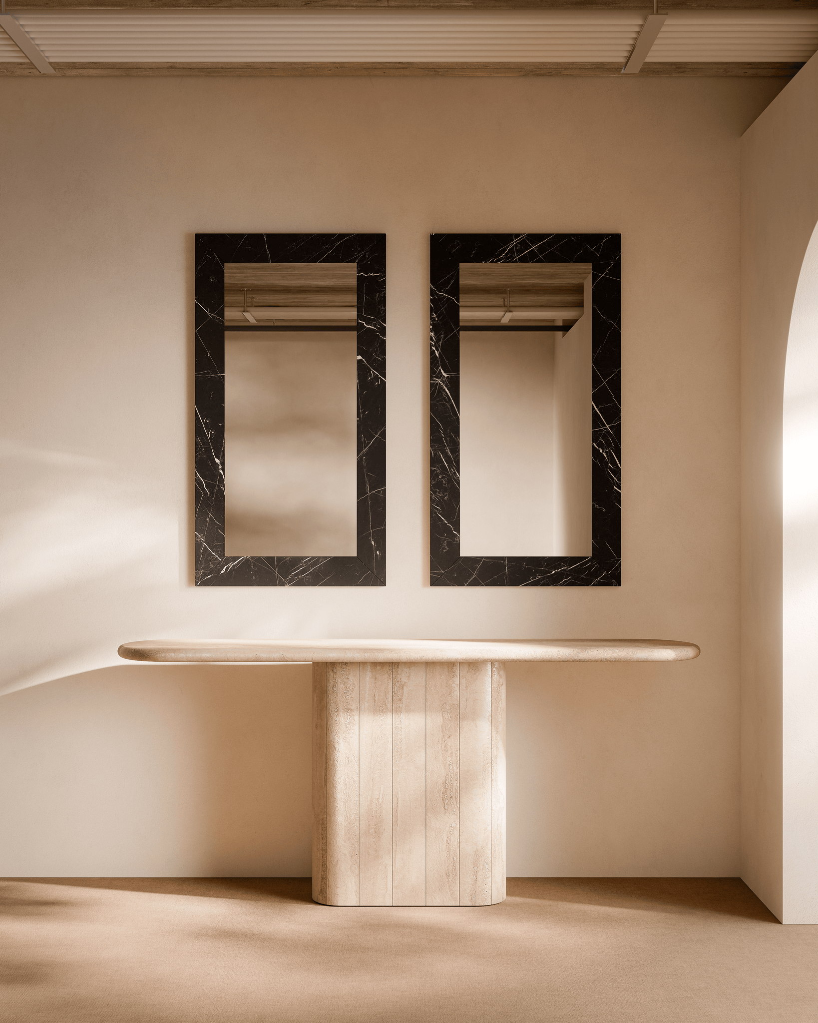 PETRA Mirror L:120 x W:65cm in Black Marquina Marble
