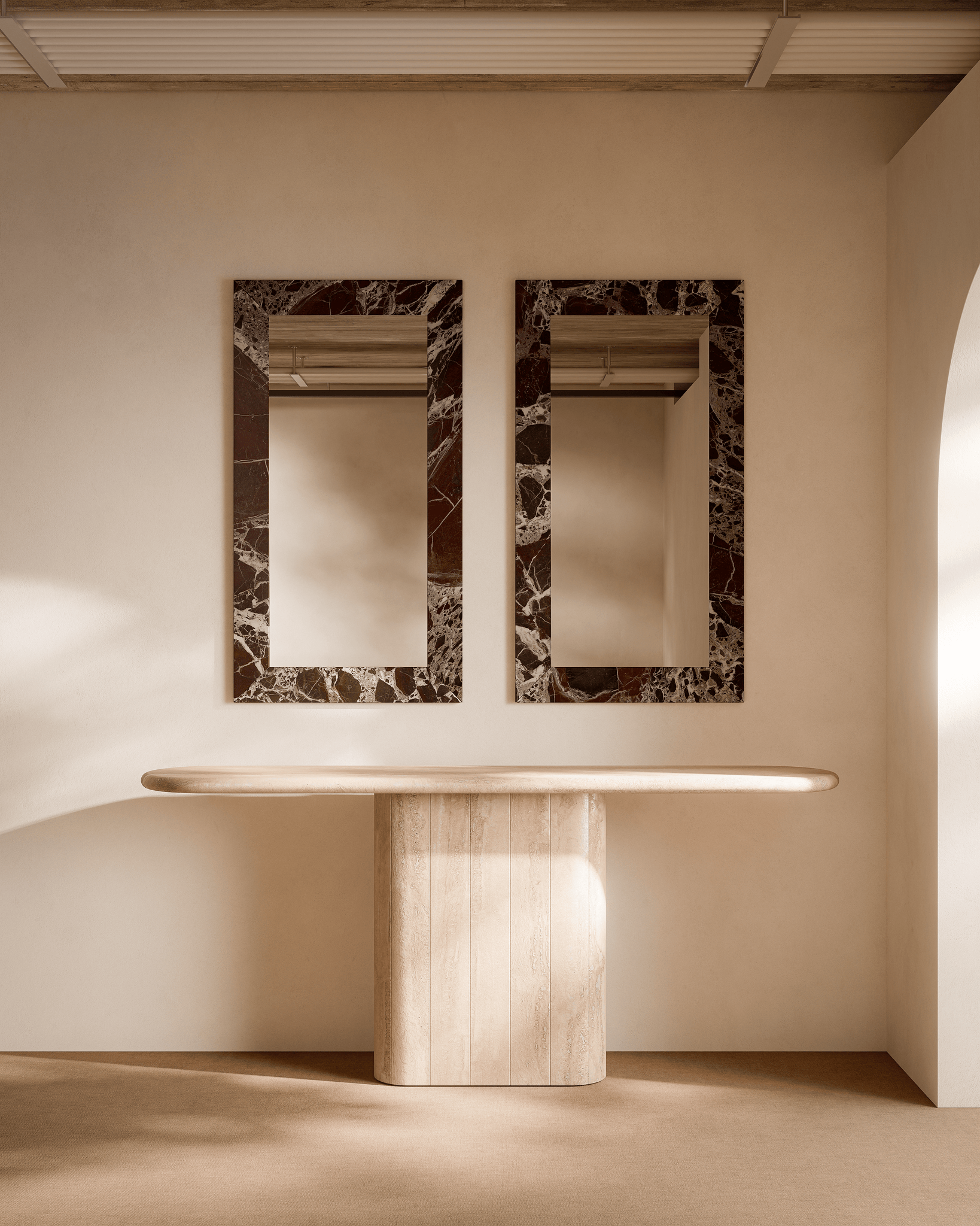 PETRA Mirror L:120 x W:65cm in Rosso Levanto Marble
