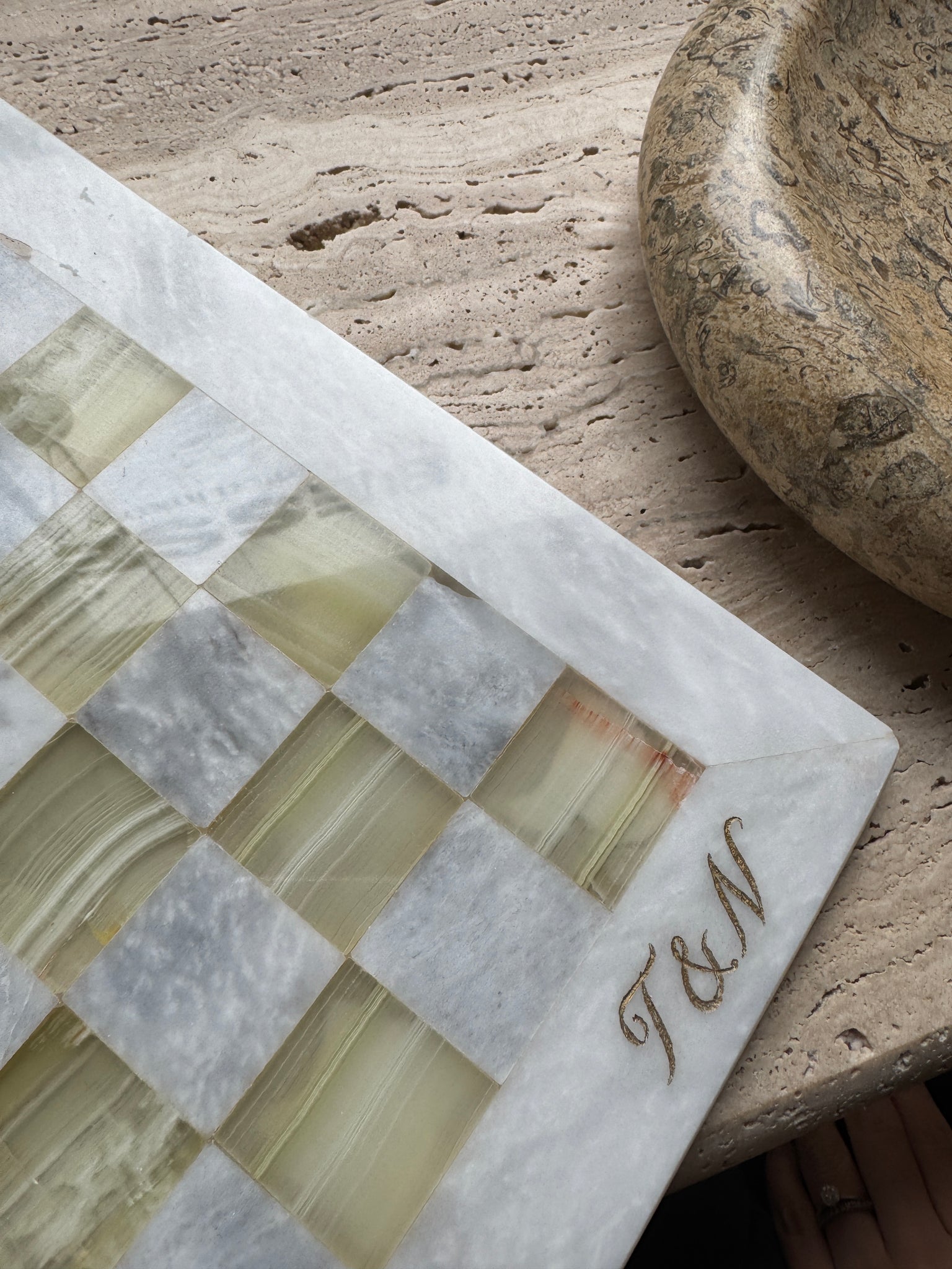 "COMPORTA" Marble & Onyx Chess Set