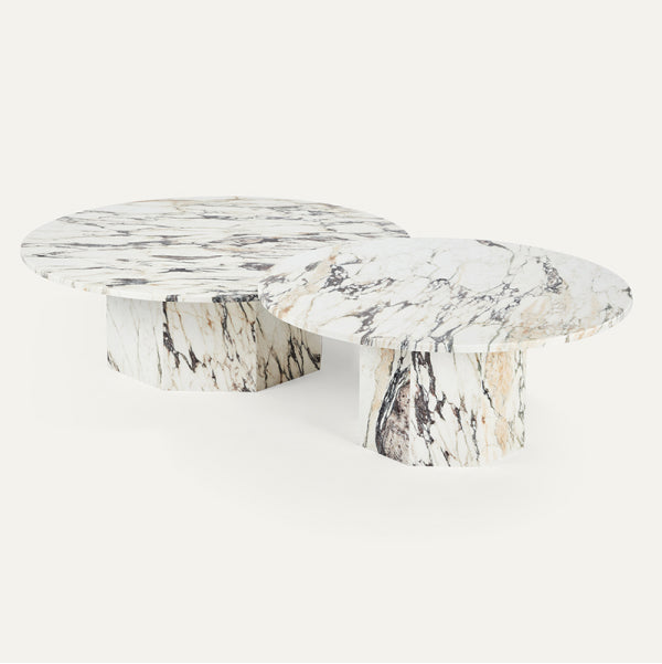 OTTO Coffee Table Pairing in Polished Calacatta Monet Marble